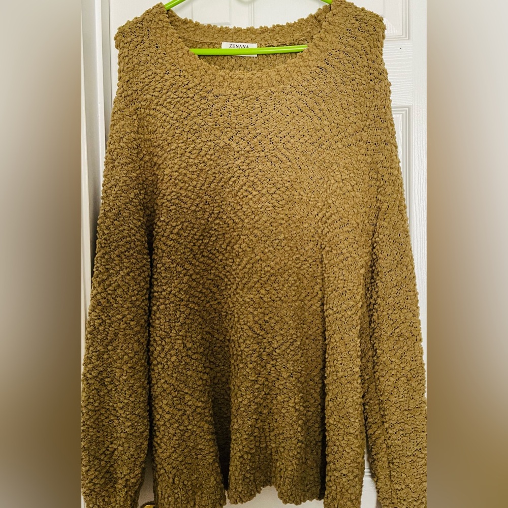 Olive/Brown popcorn sweater